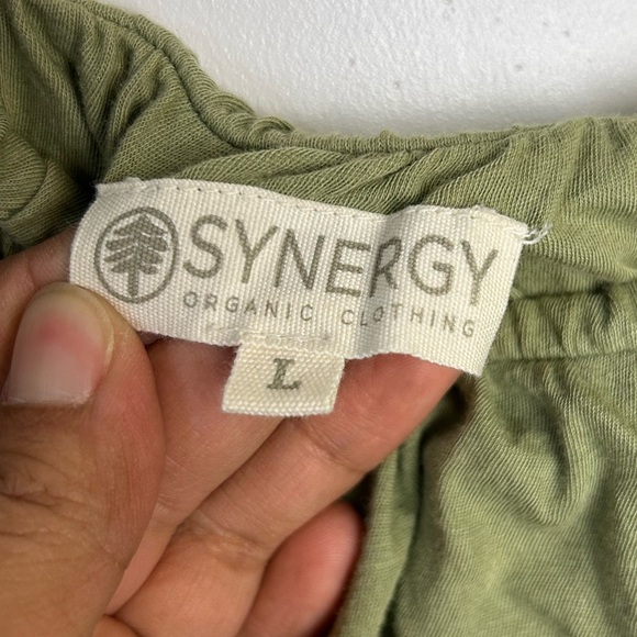 Synergy Maxi Dress Women L 100% Organic Cotton Elegant Green Slip Sleeveless - Picture 11 of 12